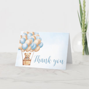 Blue Bear Hot Air Balloon  Letterpress Thank You Card