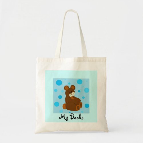 Blue Bear My Books Tote Bag