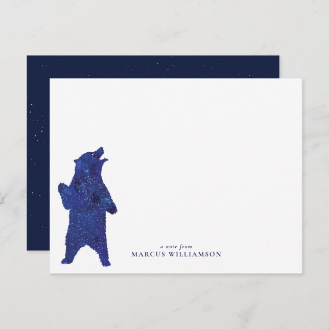 Blue Bear Personal Stationery Note Card (Front/Back)