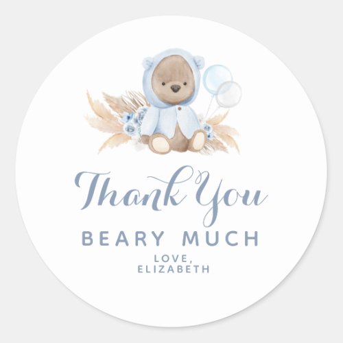 Blue Bear Thank You Beary Much Sticker Label