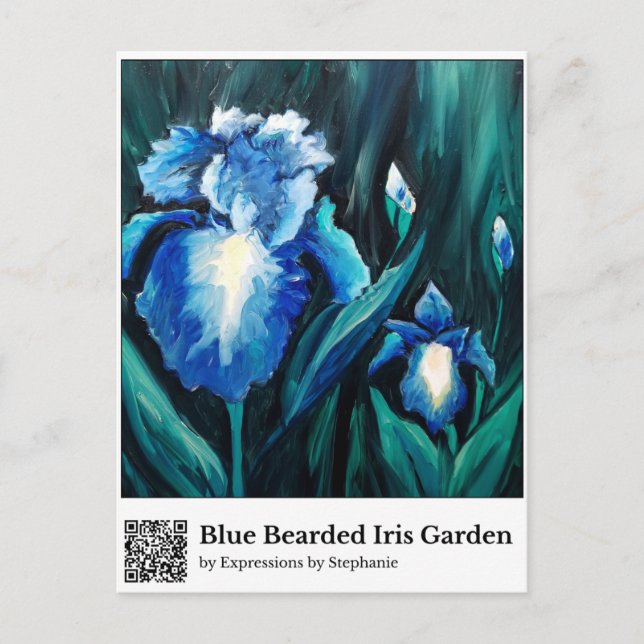 Blue Bearded Iris Garden Postcard (Front)