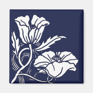 Blue Beardsley Poppies Magnet