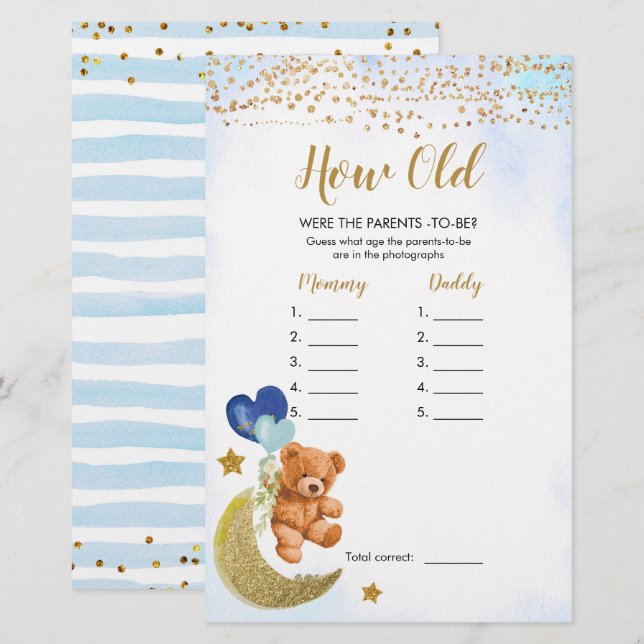 Blue Bearly Baby Shower How Old were The Parents (Front/Back)