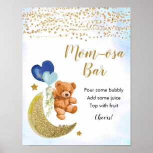 Blue Bearly Baby Shower Momosa Bar Poster