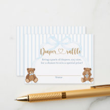 Blue Bearly Wait Baby Shower Elegant Stripe