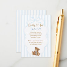 Blue Bearly Wait Baby Shower Elegant Stripe