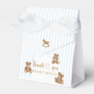 Blue Bearly Wait Baby Shower Elegant Stripe  Favor Boxes