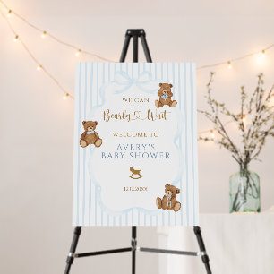 Blue Bearly Wait Baby Shower Elegant Stripe Foam Board