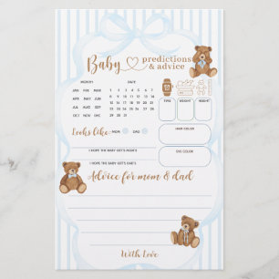 Blue Bearly Wait Baby Shower Prediction Game