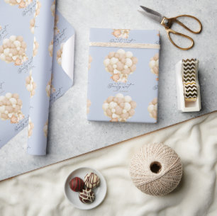 Blue Bearly Wait Boy Baby Shower Wrapping Paper