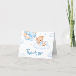 Blue Bearly Wait Clouds Baby Shower Letterpress Thank You Card