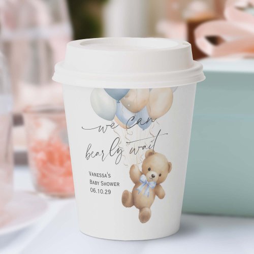 Blue bearly wait simple modern baby boy shower paper cups