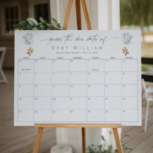 Blue Bearly Wait-Teddy Bear Baby Due Date Game Foam Board