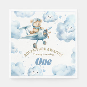 Blue Bear's Birthday Bonanza: Flying into Year One Napkins