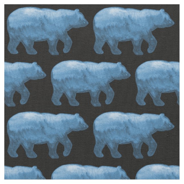 Blue Bears on Black Fabric H (Close Up)