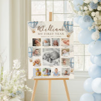 Blue Beary First Birthday Photo Timeline