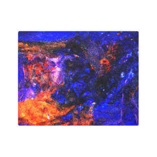 Blue Beast Running Fire Metal Print