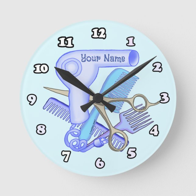 Blue Beauty Parlor  beautician clock (Front)