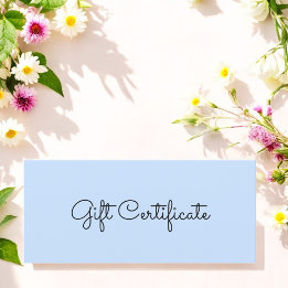 Blue Beauty Simple Business Gift Certificate