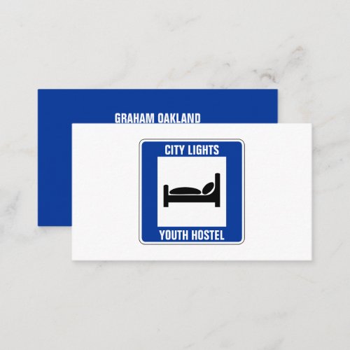 Blue Bed Logo Hostel Accommodation Business Card