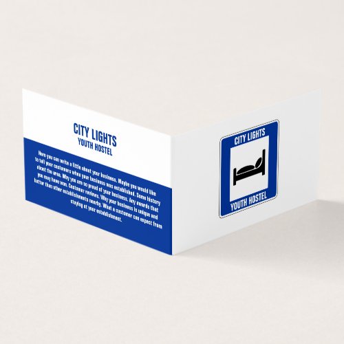 Blue Bed Logo Hostel Accommodation Detailed Business Card