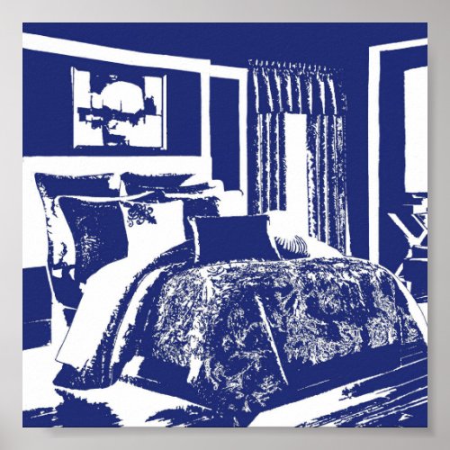 Blue Bedroom Sketch Poster