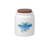 Blue Bee & Flowers Candy Jar