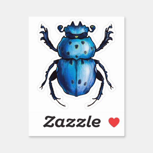 Blue Beetle Art Entomology Insect Sticker