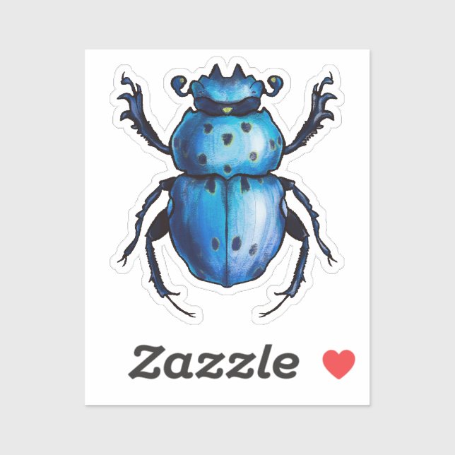 Blue Beetle Art Entomology Insect Sticker (Sheet)