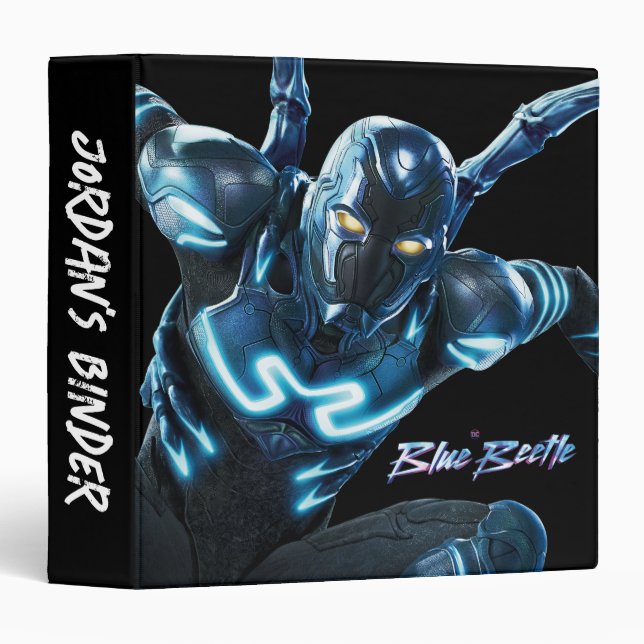 Blue Beetle Leaping Character Art 3 Ring Binder (Front/Spine)