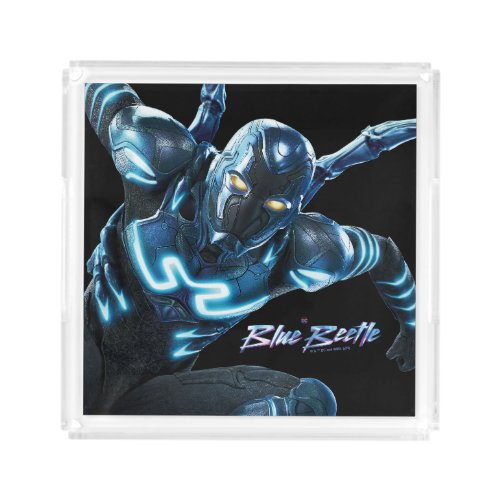 Blue Beetle Leaping Character Art Acrylic Tray