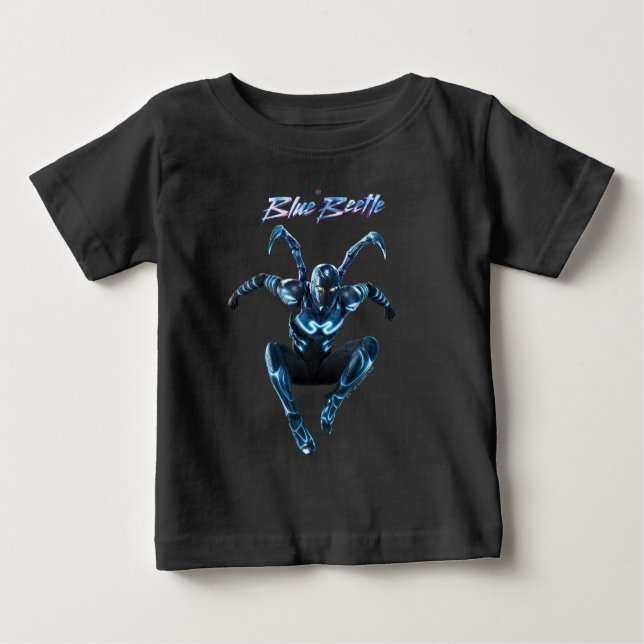 Blue Beetle Leaping Character Art Baby T-Shirt (Front)