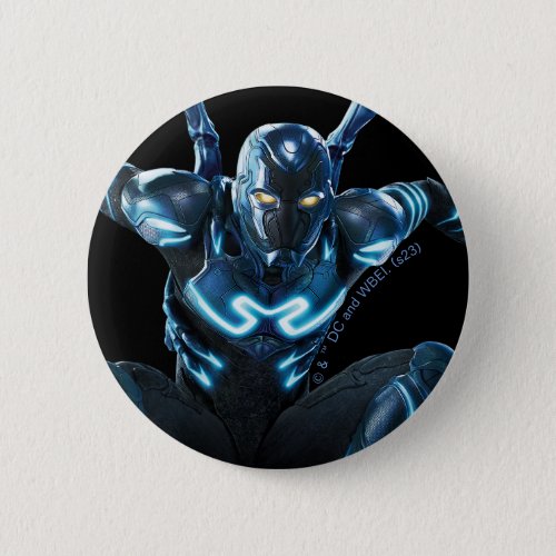 Blue Beetle Leaping Character Art Button