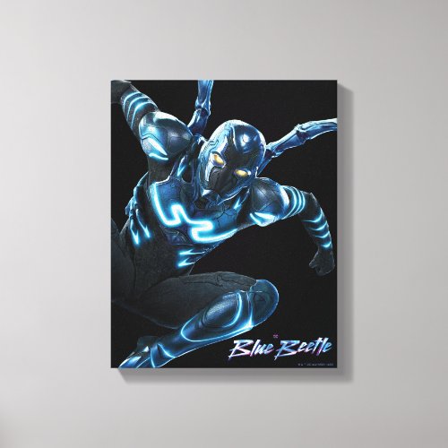 Blue Beetle Leaping Character Art Canvas Print