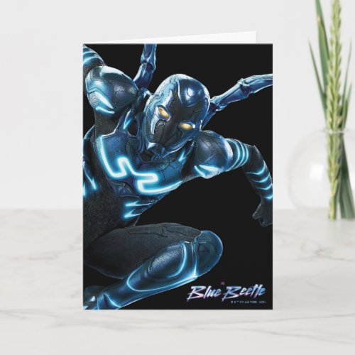 Blue Beetle Leaping Character Art Card