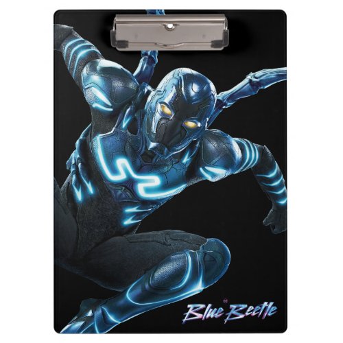 Blue Beetle Leaping Character Art Clipboard