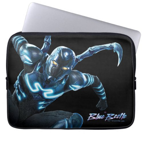 Blue Beetle Leaping Character Art Laptop Sleeve