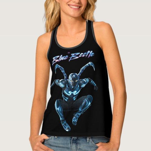 Blue Beetle Leaping Character Art Tank Top