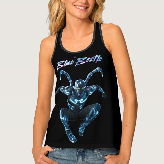 Blue Beetle Leaping Character Art Tank Top (Front)