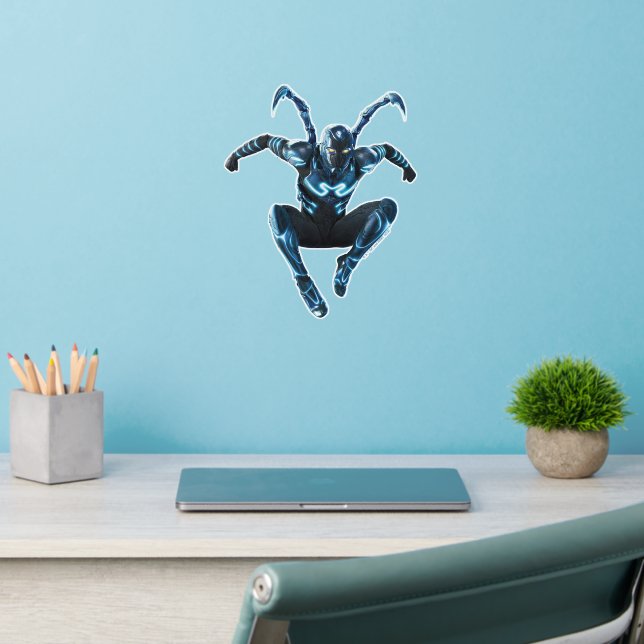 Blue Beetle Leaping Character Art Wall Decal (Home Office 2)