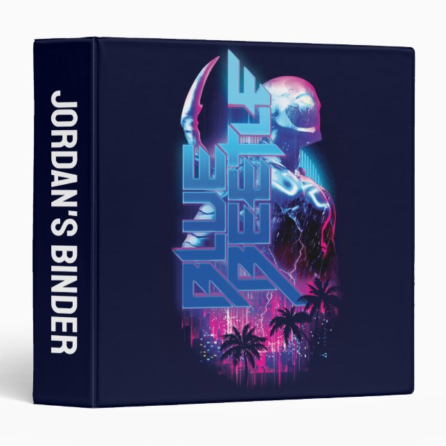 Blue Beetle Retrowave City Lights 3 Ring Binder (Front/Spine)