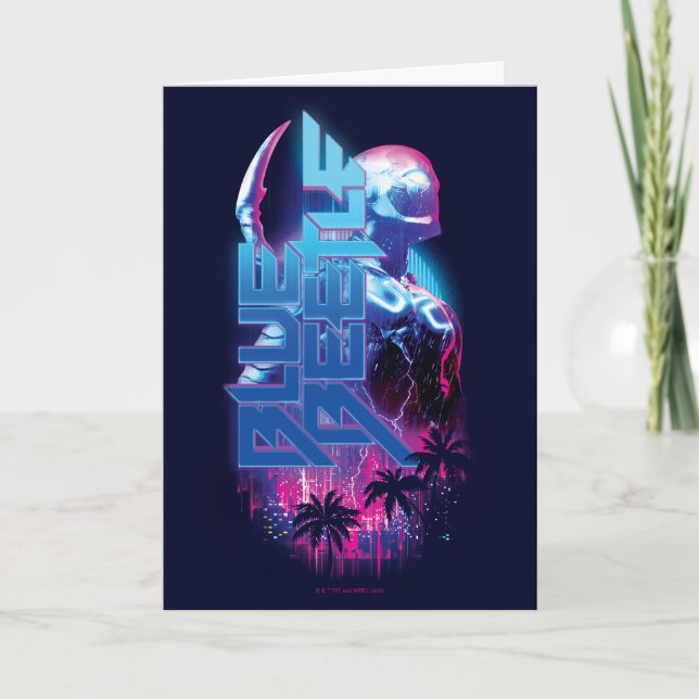 Blue Beetle Retrowave City Lights Card (Front)