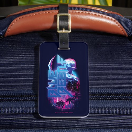 Blue Beetle Retrowave City Lights Luggage Tag