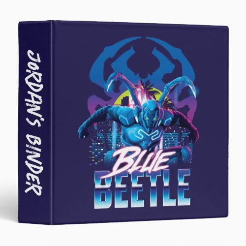Blue Beetle Retrowave City Sunset 3 Ring Binder