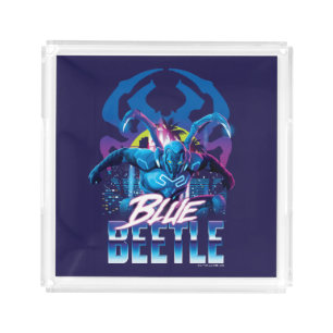 Blue Beetle Retrowave City Sunset Acrylic Tray
