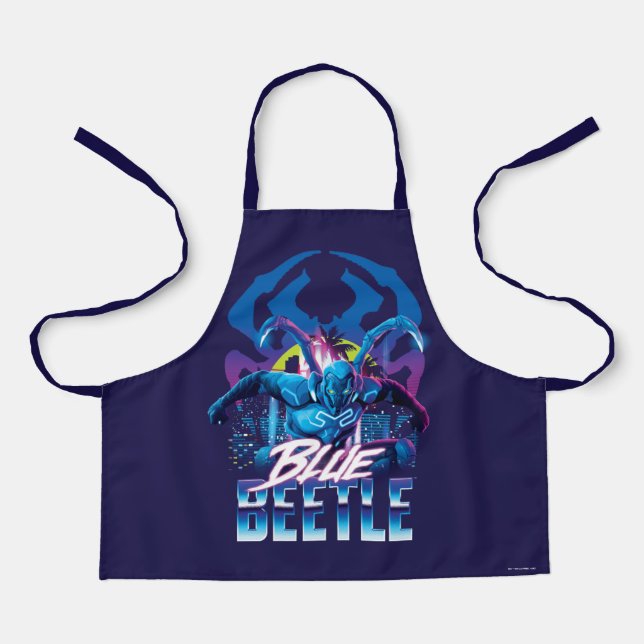Blue Beetle Retrowave City Sunset Apron (Front)