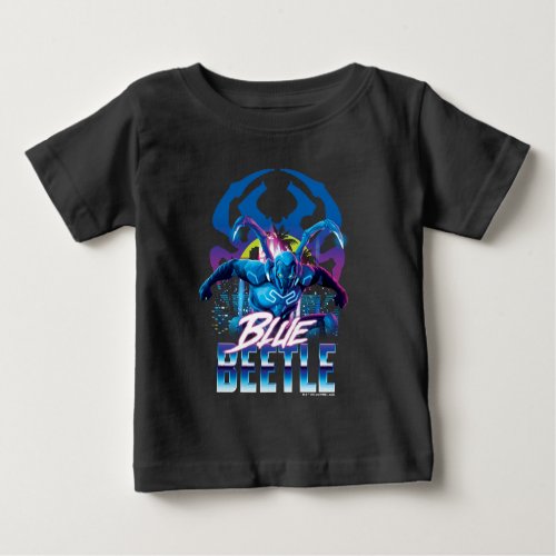 Blue Beetle Retrowave City Sunset Baby T_Shirt