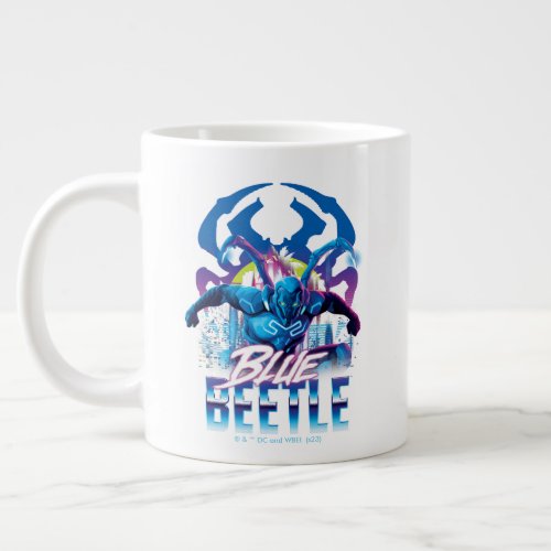 Blue Beetle Retrowave City Sunset Giant Coffee Mug
