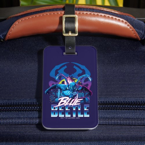Blue Beetle Retrowave City Sunset Luggage Tag