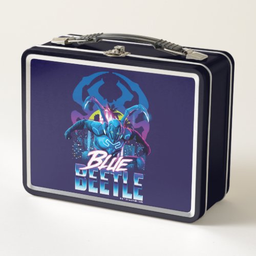 Blue Beetle Retrowave City Sunset Metal Lunch Box